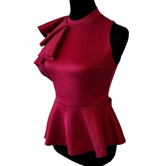 Side Ruffle Stretch Peplum Top - Picture 11 of 16